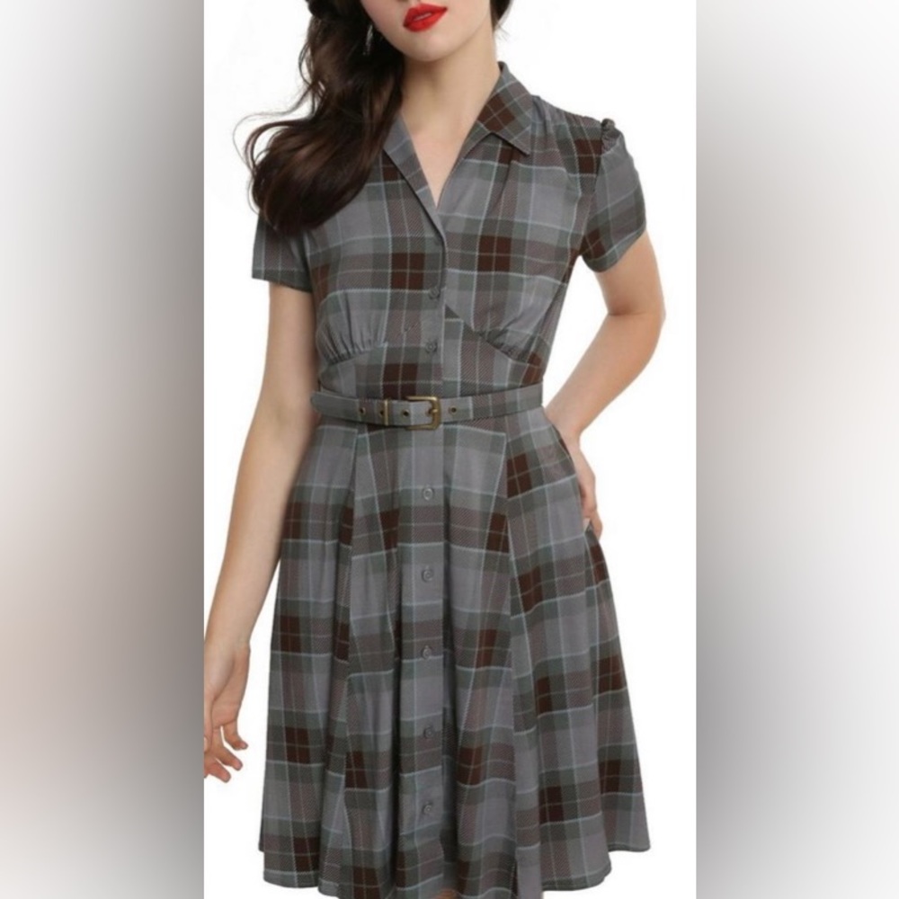 Outlander Claire cosplay 1940’s shirt dress size small blue/black/grey